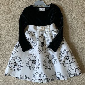 Girls White Black Embellished Flower Dress 5